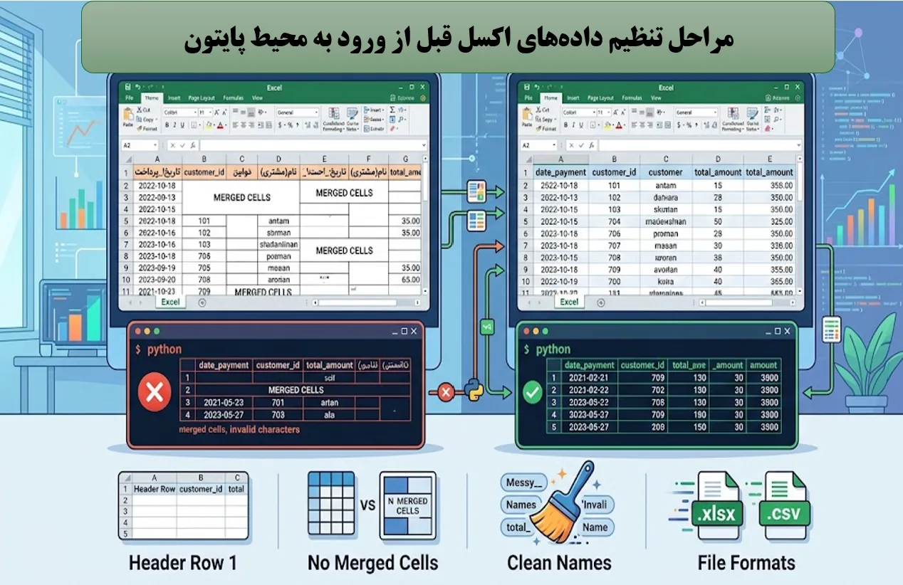 تنظیم فایل اکسل پیش از پردازش پایتون تنظیم فایل اکسل پیش از پردازش پایتون